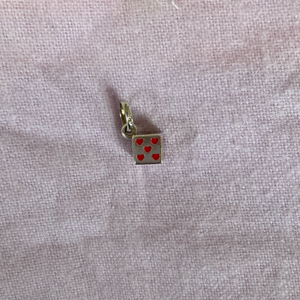 Links of London Sterling Silver Dice Charm Red Hearts